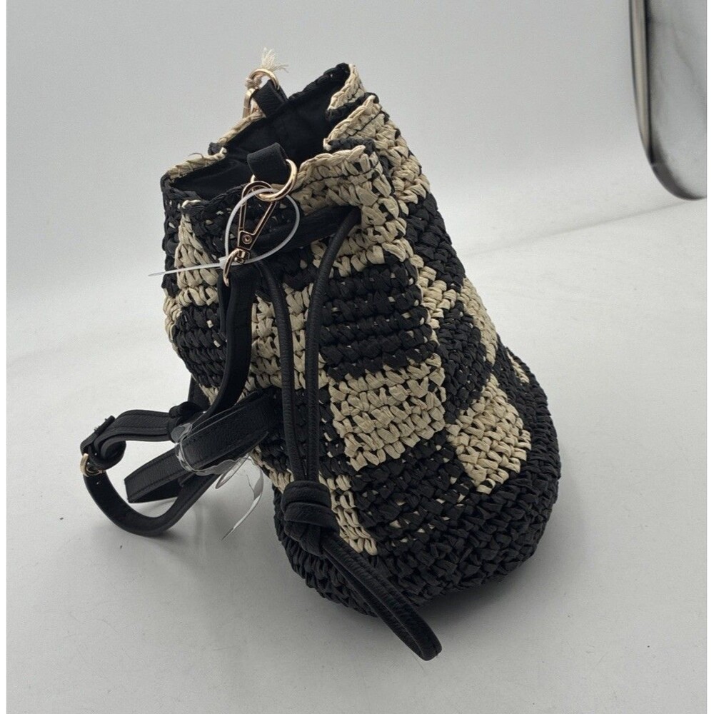 NWT Universal Thread Black and White Checkered Woven Crossbody Bag - Picture 4 of 6